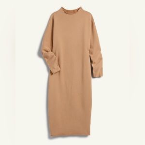 🆕FRANK & EILEEN Camel Funnel Neck Isabelle Triple Fleece Dress